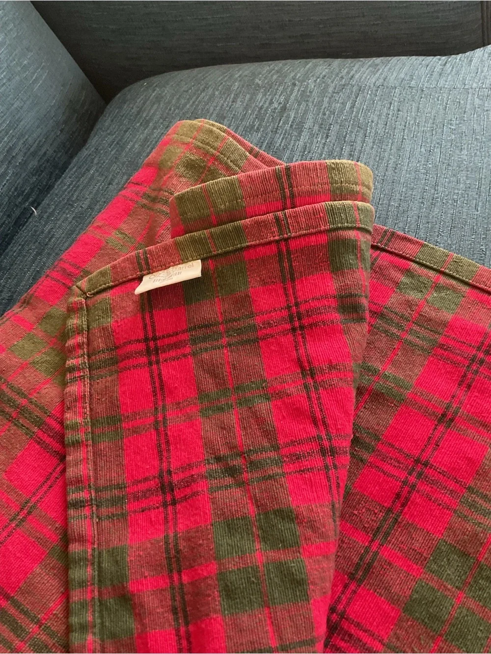 Crate&Barrel Red and Green Plaid table runner